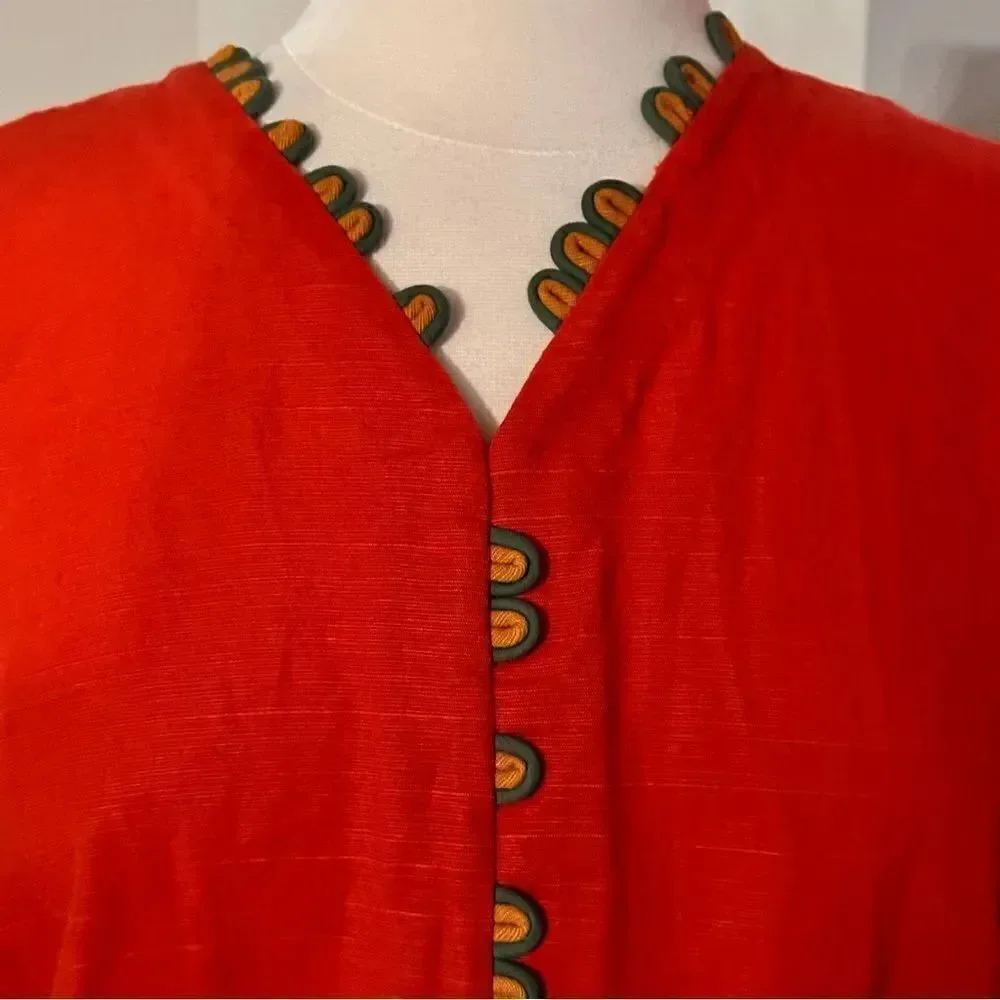 ETHNIC WEAR Women’s Tunic Top in the Size Medium in Brick Red Color